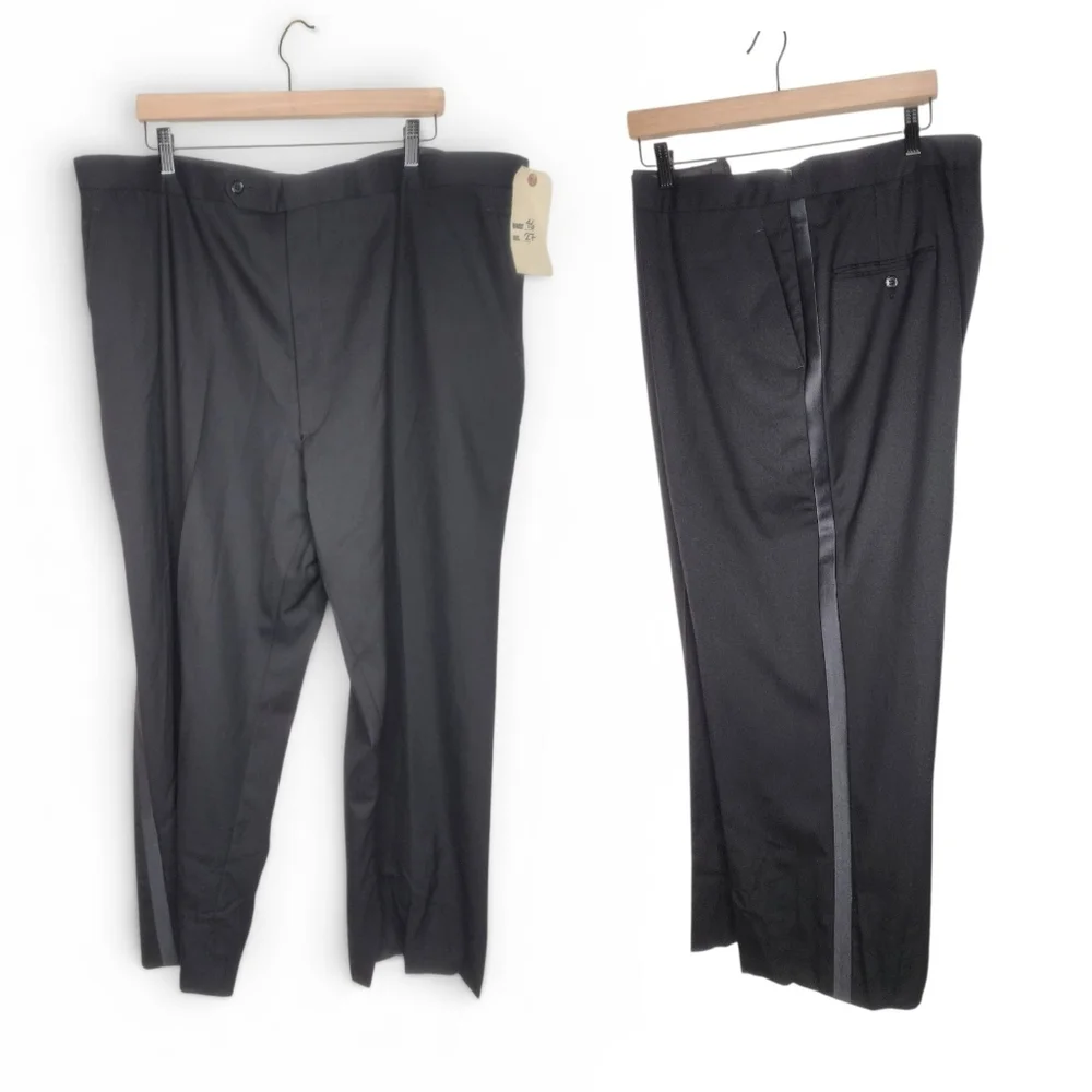 Vintage Brooks Brothers Pleated Wool Tuxedo Pants in Black Size 45x26